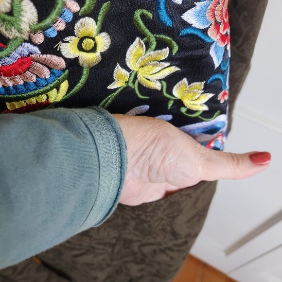 Vintage Oriental Heavily Quilted Embroidered Coat Sz L - Picture 4 of 13